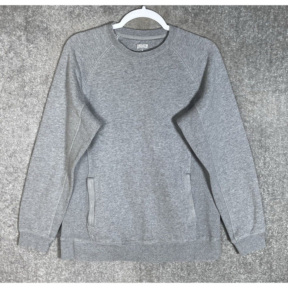 Duluth Trading Souped Up Crew Neck Sweatshirt Top Womens Size M Gray Zip Pockets